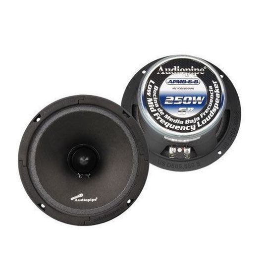 1 Pair 6.5" 6" Car Audio Loud Speakers Low Mid Range DJ Audiopipe APMB-6-B