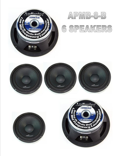 3 Pairs 8" 500W Full Range Loud Speakers Low Mid Range Audiopipe APMB-8-B