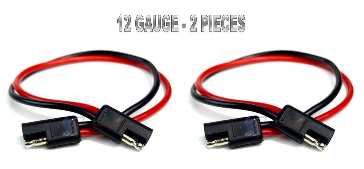 2 Pieces 12 Gauge 12" Quick Disconnect Power Cable 2 Pin Wire Harness