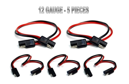 5 Pieces 12 Gauge 12" Quick Disconnect Power Cable Wire Harness