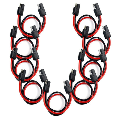 10 Pack 14 Gauge 12" Quick Disconnect 2 Pin Polarized Molded Power Connectors