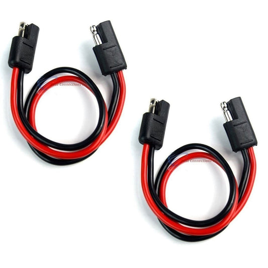 2 Pieces 14 Gauge 12" Quick Disconnect 2 Pin Polarized Molded Power Connectors