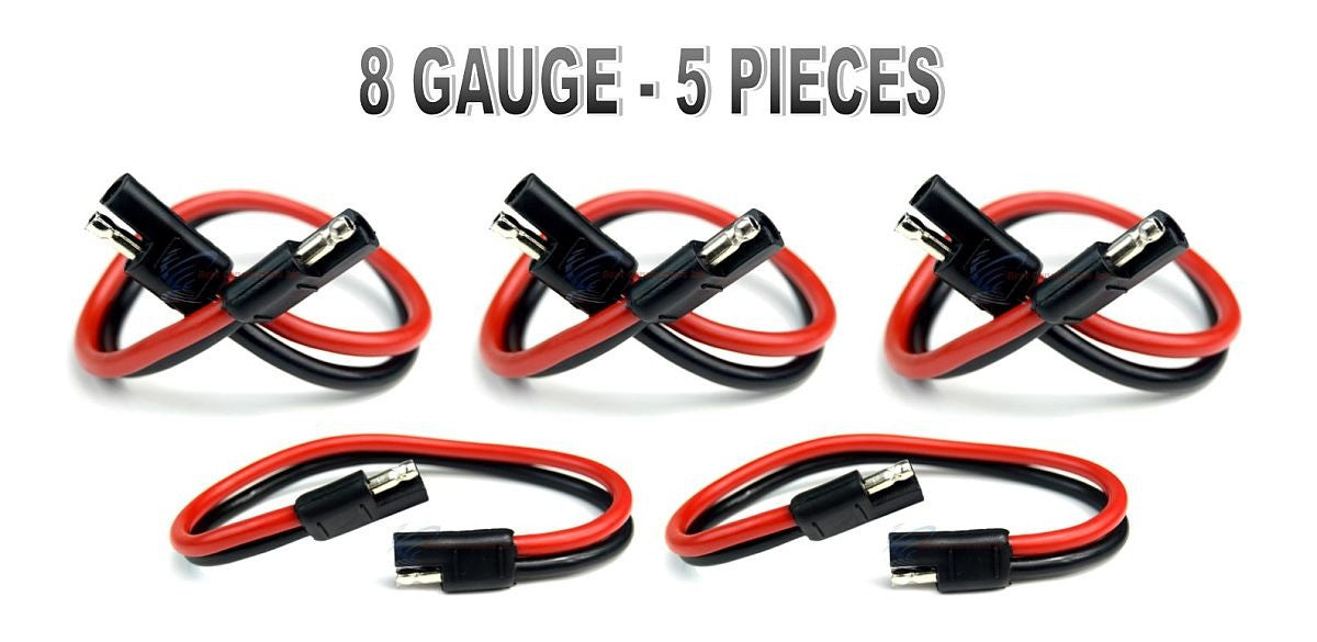 5 Pieces 8 GA Gauge 12" 2 Pin Quick Disconnect Harness Inline Install