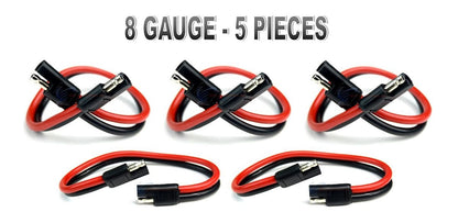 5 Pieces 8 GA Gauge 12" 2 Pin Quick Disconnect Harness Inline Install