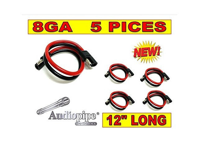 5 Pieces 8 GA Gauge 12" 2 Pin Quick Disconnect Harness Inline Install