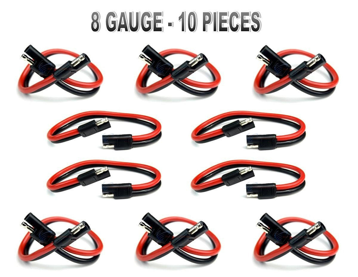 10 Pieces 8 Gauge 12" Quick Disconnect Polarized Inline Power Cable Wire Harness