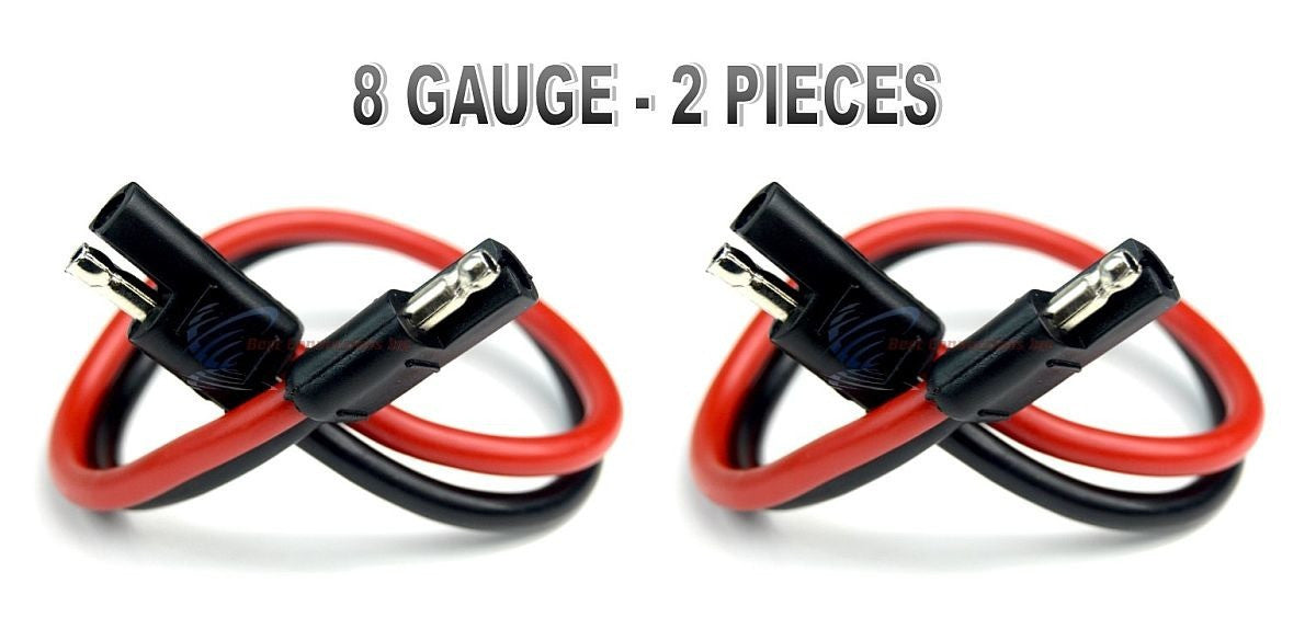 2 Pieces 8 Gauge 12" Quick Disconnect Polarized Inline Power Cable Wire Harness