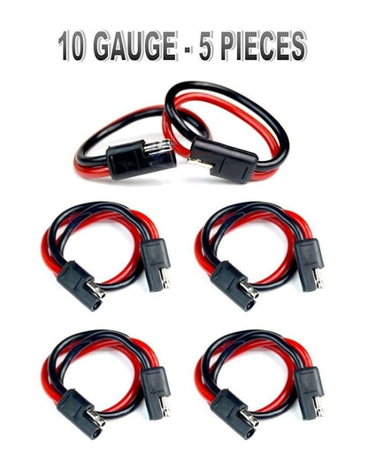 5 pack 12" 10 Gauge 2 Pin Quick Disconnect Audiopipe Polarized Wire Harness