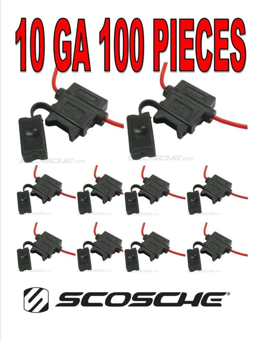 100 Pcs 10 Gauge ATC Blade Heavy Duty Fuse Holder Car Audio Auto 12 Volt Install