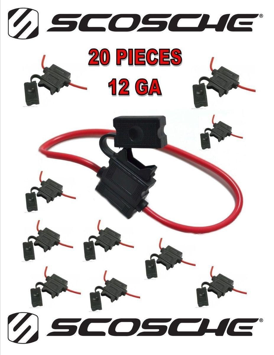 20 Pack 12 Gauge ATC Blade Heavy Duty Fuse Holder Car Audi 12 Volt Automotive