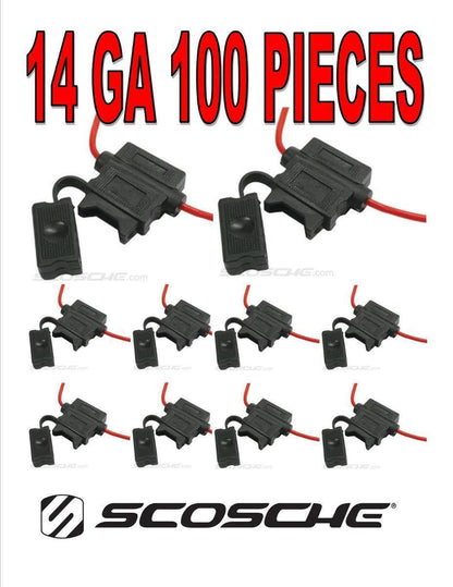 100 pcs 14 Gauge ATC Heavy Duty Fuse Holder 12 Volt Automotive Copper Wire