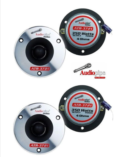 2 Pair 350 Watts Max 4 Ohm Titanium Super Bullet Tweeters Audiopipe ATR-3721