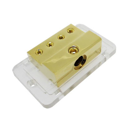 Audiopipe 1 to 4 Power Distribution Block 24kt Gold 1/0 Ga In 4 Ga Out PB-1044