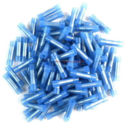 100 pcs 16 - 14 GA Gauge Blue Nylon Butt Connectors Crimping Terminals Scosche