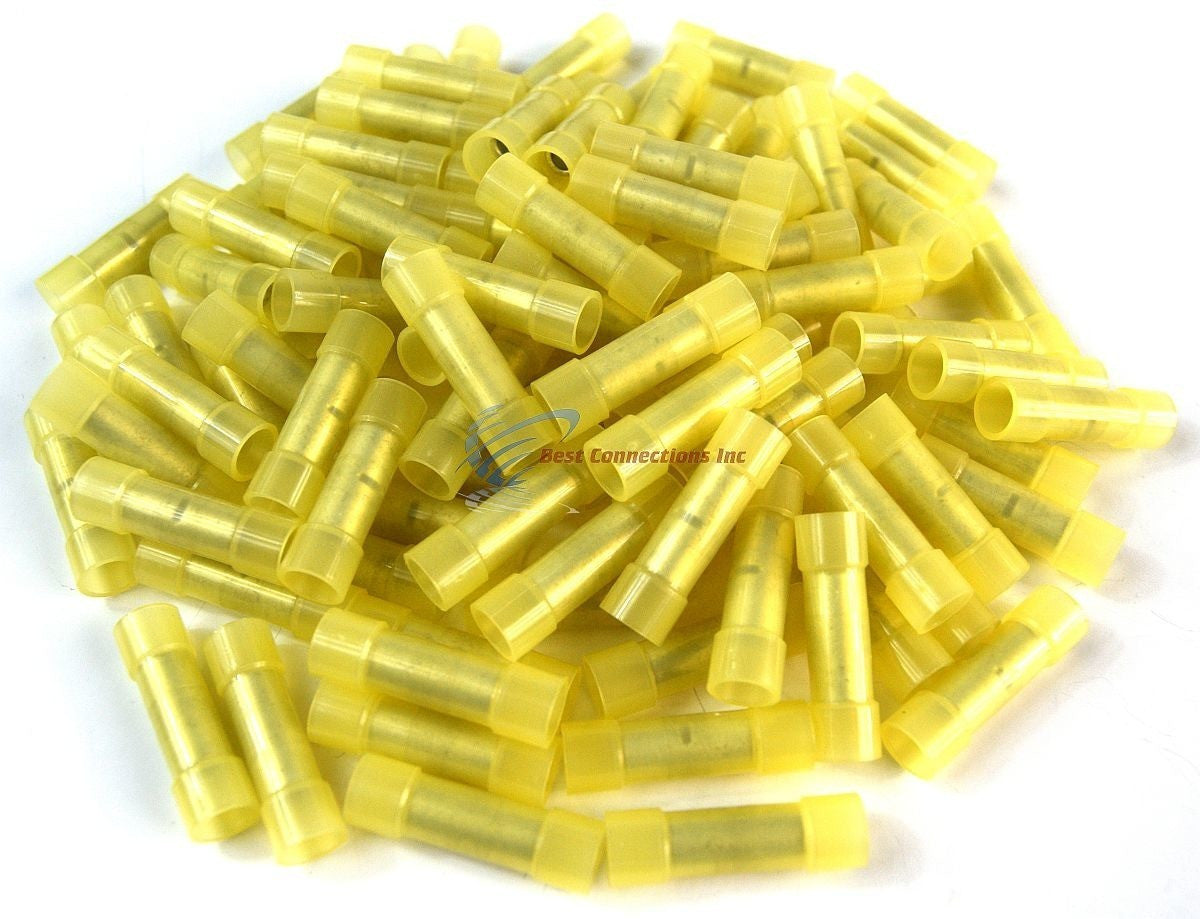 100 pcs 12 - 10 GA AWG Yellow Nylon Butt Connectors Crimping Terminals Scosche