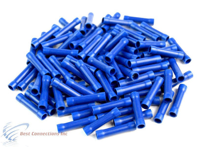 100 PCS Blue Vinyl Butt Connector 16-14 Gauge 12 Volt Electrical Install BVBC