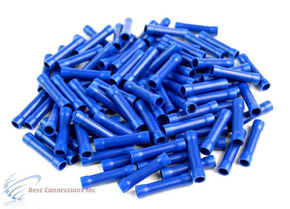 100 PCS Blue Vinyl Butt Connector 16-14 Gauge 12 Volt Electrical Install BVBC