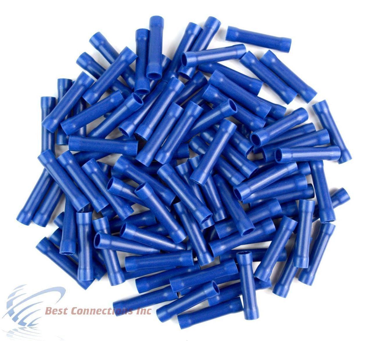 100 PCS Blue Vinyl Butt Connector 16-14 Gauge 12 Volt Electrical Install BVBC