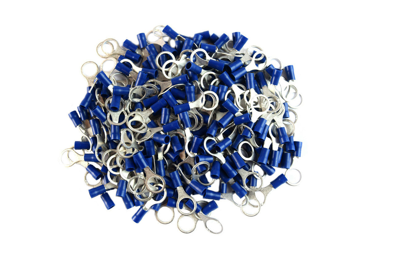 500 pcs 3/8" Blue Vinyl Ring Terminal Connector 16-14 gauge AWG Metra BVRT38