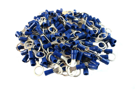 500 pcs 3/8" Blue Vinyl Ring Terminal Connector 16-14 gauge AWG Metra BVRT38