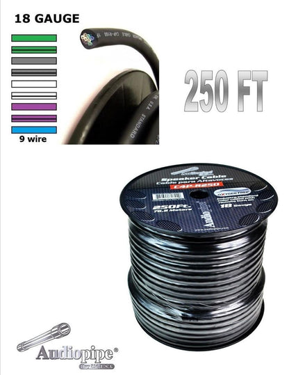 9 Conductor 18 Gauge 250 Feet Speed Cable Alarm Speaker Hydraulics Trailer Wire