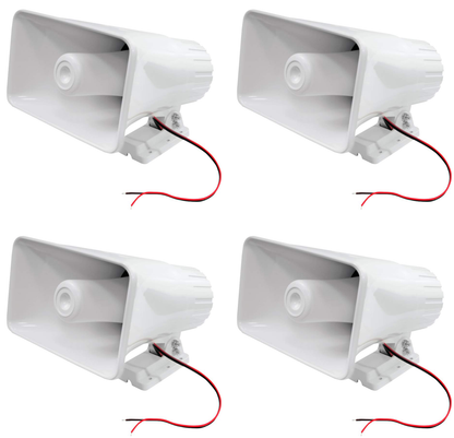 4 Pack Nippon 8" PA Power Horn Loud Speaker 40W Indoor Outdoor 80 Watt Max Power TC-D25