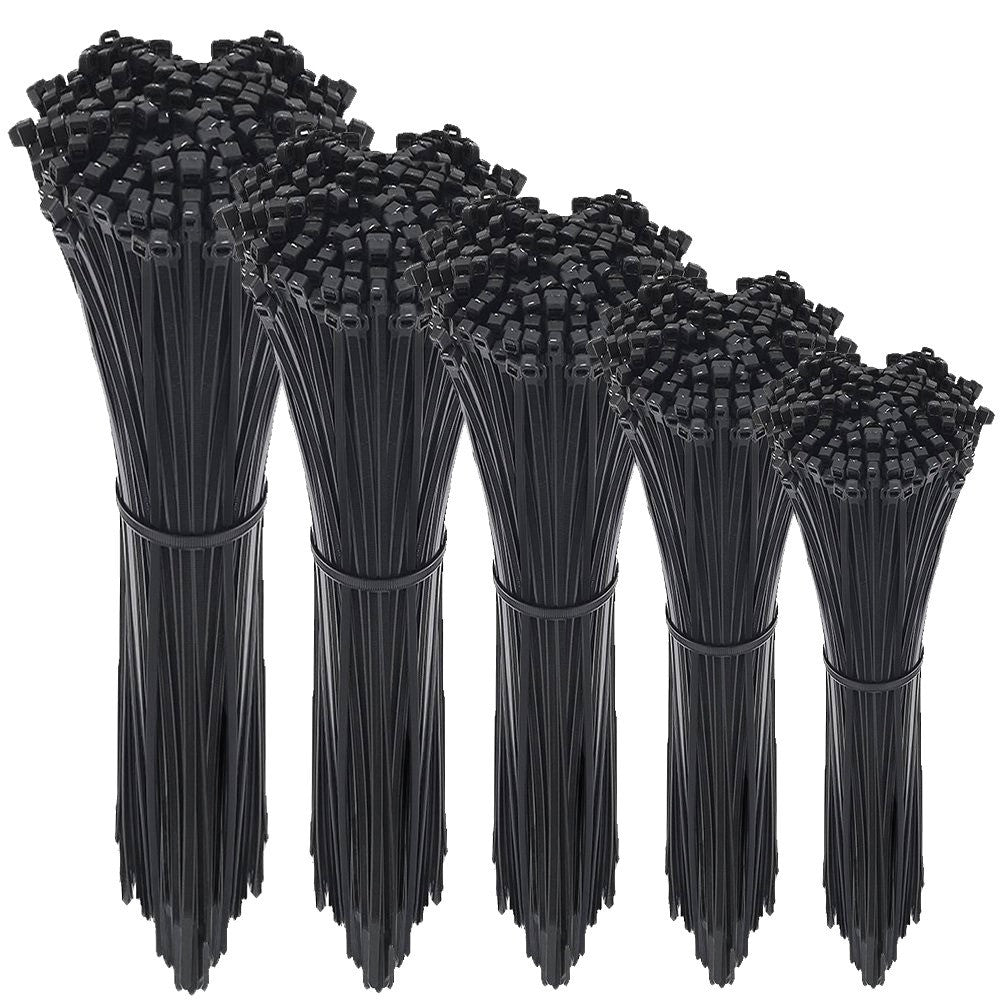 1000 Pieces 11" Black Nylon Cable Zip Wire Ties 50 Lbs Tensile Strength