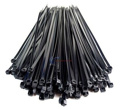 200 Pieces 11" Black Nylon Cable Straps Zip Ties Wire 50 Lbs Tensile Strength