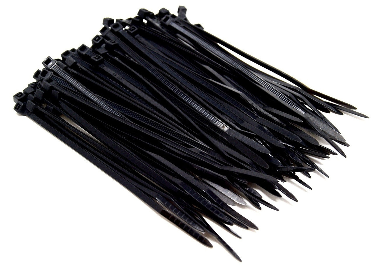 100 Pcs Each 4" / 7" / 11" Black Nylon Cable Wire Zip Ties (300 Pcs Total)