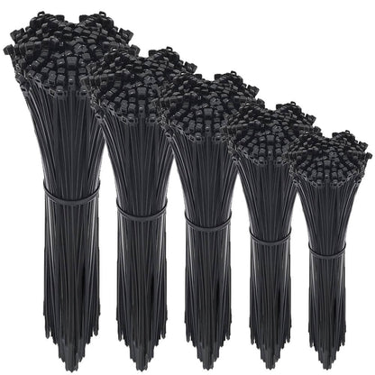 1000 Pcs 7" Black Nylon Cable Straps Zip Ties Wire 50 lbs Tensile Strength