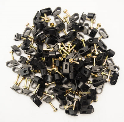 1000 Pieces Black Single Screw Flex Clips for RG59 RG6 Coax Satellite Cable