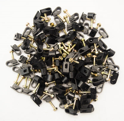 1500 Pcs Black Single Mounting Flex Clips w/ Strain Relief Screw RG6 RG59