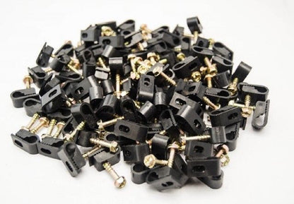 3000 Pcs Single Black Flex Clips with Strain Relief Screw RG5 RG6 Coax Cable