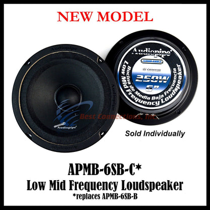 Audiopipe 6" Full Range Car Audio Loudspeaker Sealed Back Mids APMB-6SB-C