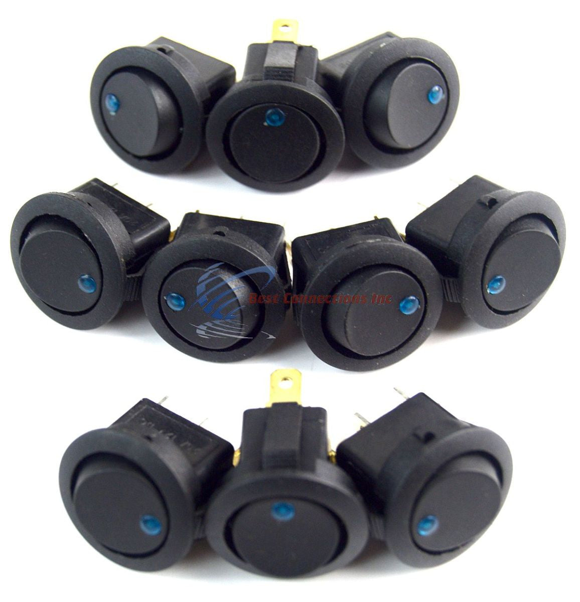 10 Pcs Blue LED On Off Round Rocker Switches 12 Volt Car Automotive Au ...