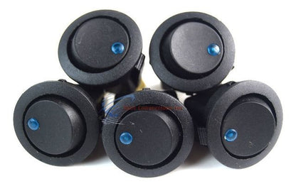 5 Pieces Blue LED Round Rocker On Off Switches 12 Volt Car Automotive Auto