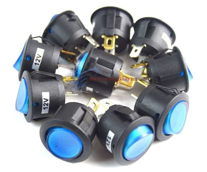 10 pieces Round Toggle Switch with Blue Color  LED 12 Volt Car Lighting New