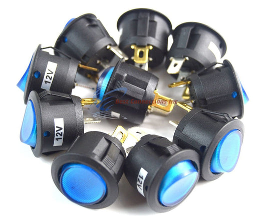 10 pieces Round Toggle Switch with Blue Color  LED 12 Volt Car Lighting New