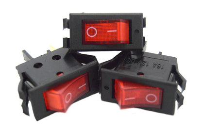 3 pack 12 Volt Lightning RED LED Rocker Mini Switch On Off Car Automotive