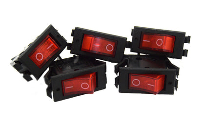 5 pack 12 Volt Lightning RED LED Rocker Mini Switch On Off Car Automotive