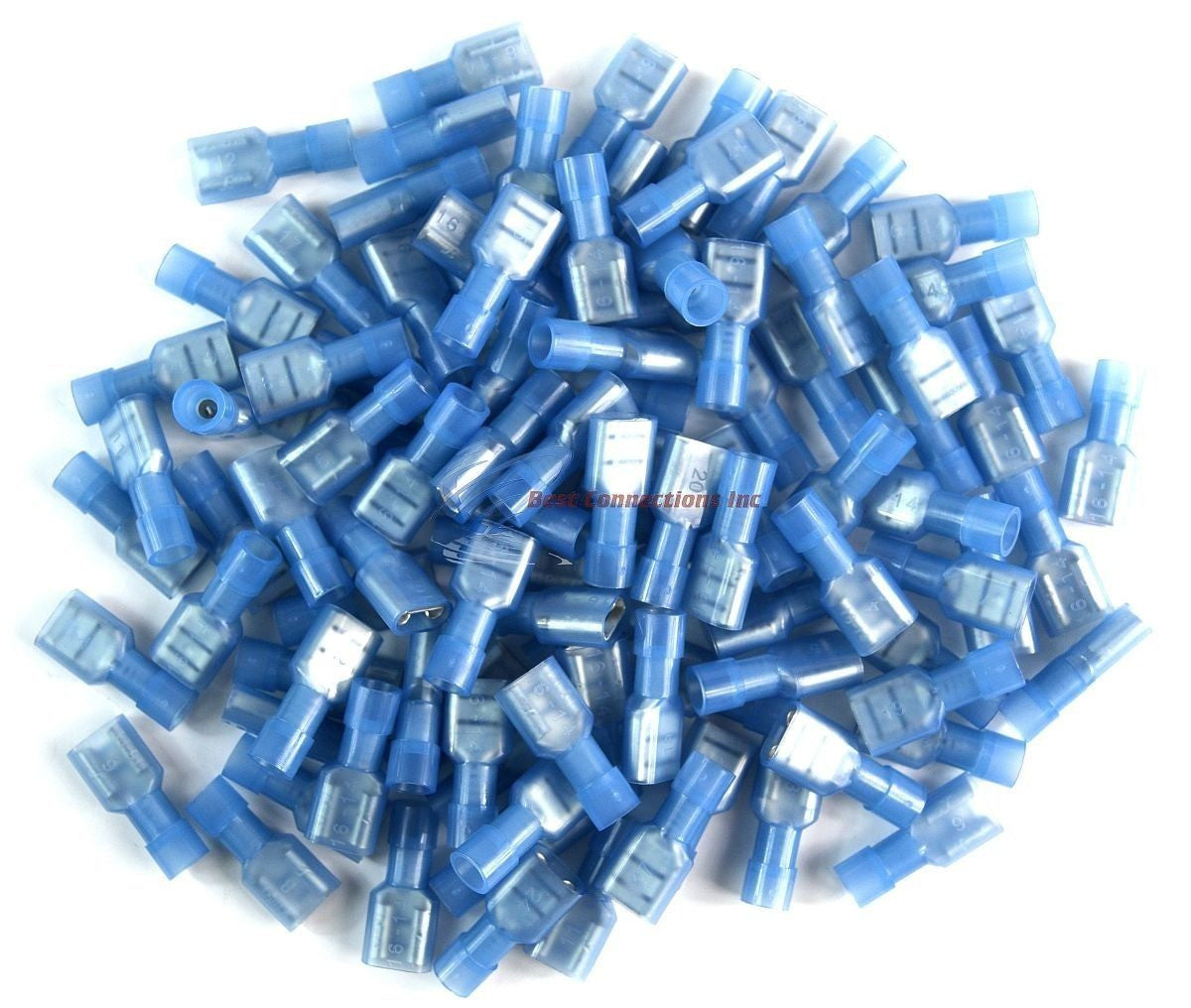 100 pcs Blue Female Disconnect Nylon 16-14 gauge AWG 1/4" Audio Video Scosche