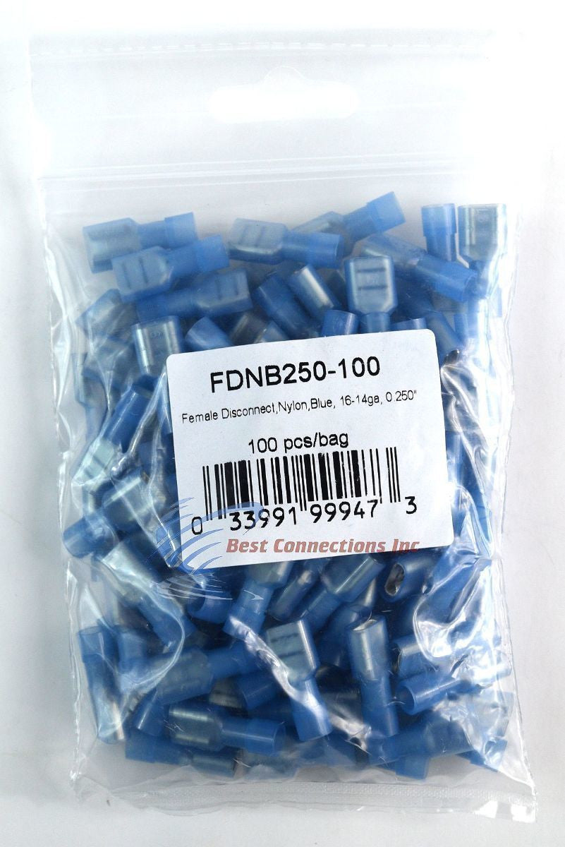 500 pcs Blue Female Quick Disconnect Nylon 16-14 gauge 1/4" Audio Video Scosche