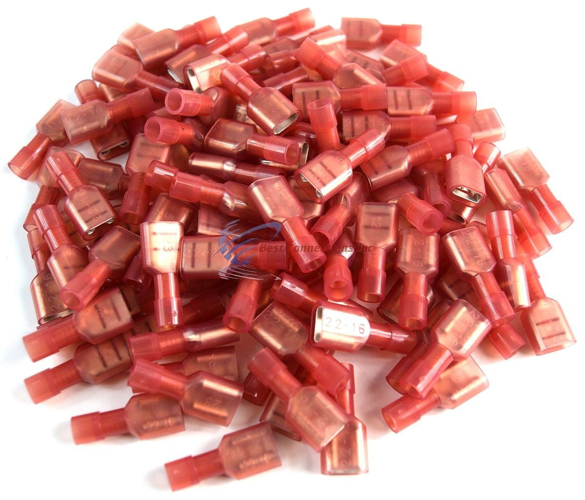 100 pcs Red Female Disconnect Nylon 22-18 gauge AWG 1/4" Audio Video Scosche