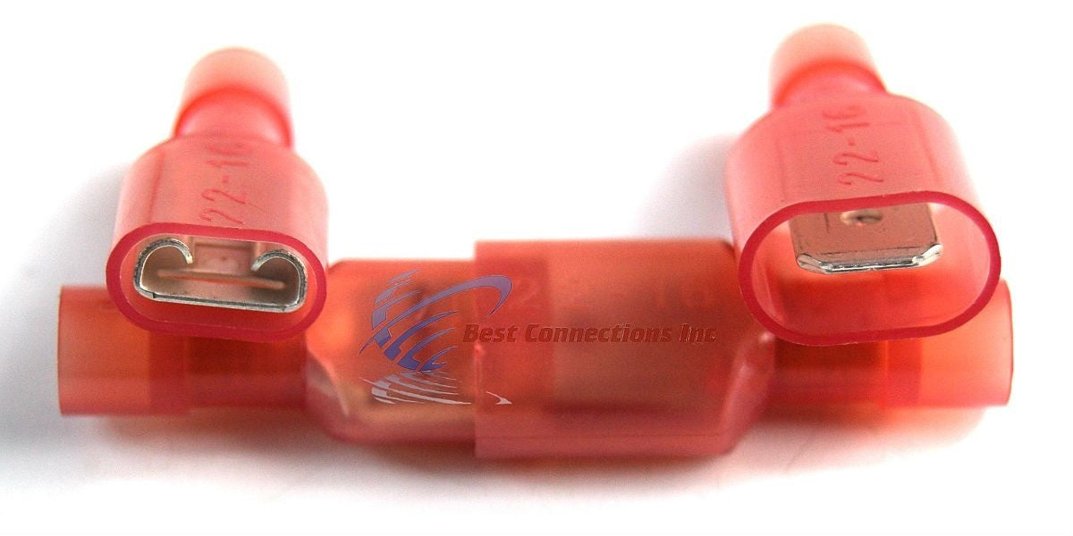 200 pcs 22-18 AWG Quick Disconnects (100) Male / (100) Female Red Spade Conn.