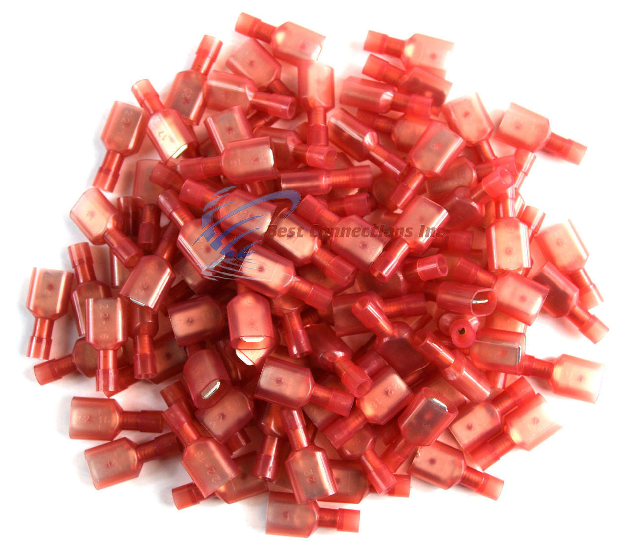 200 pcs 22-18 AWG Quick Disconnects (100) Male / (100) Female Red Spade Conn.