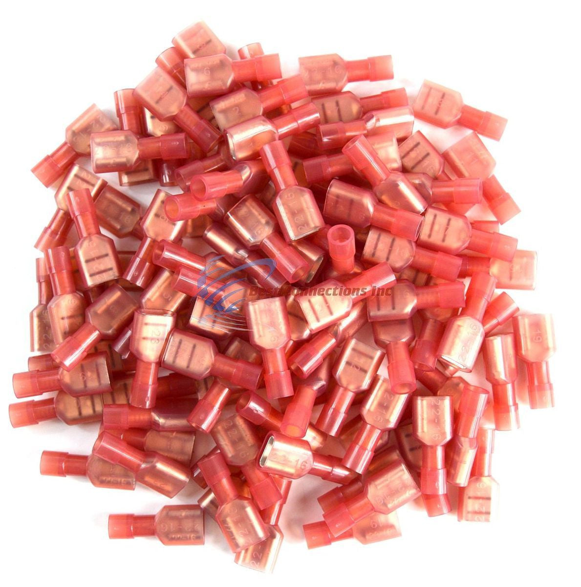 200 pcs 22-18 AWG Quick Disconnects (100) Male / (100) Female Red Spade Conn.