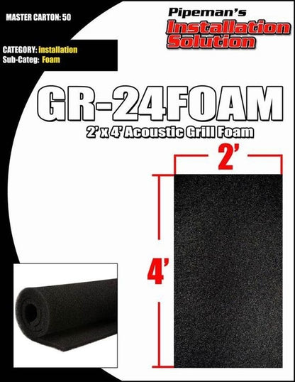 DJ Speaker Woofer Cabinet Grill Foam 2' Wide x 4'Long x 3/8" Thick Black