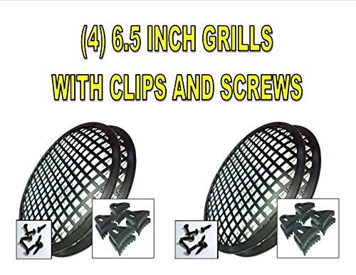 4 Pieces 6.5" INCH WAFFLE SPEAKER SUB WOOFER METAL GRILLS WITH CLIPS AND SCREWS