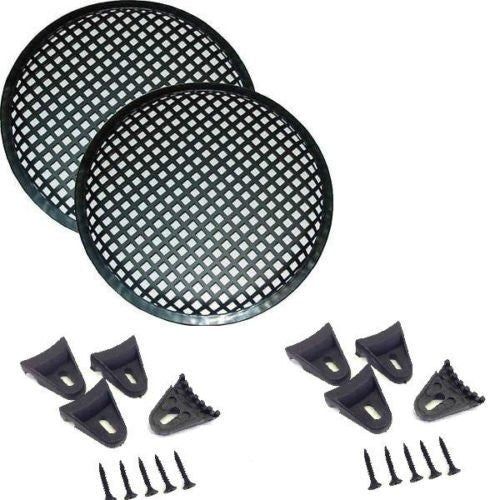 1 Pair 6.5" Inch Waffle Speaker Sub Woofer Metal Grills w/ Clips and Screws