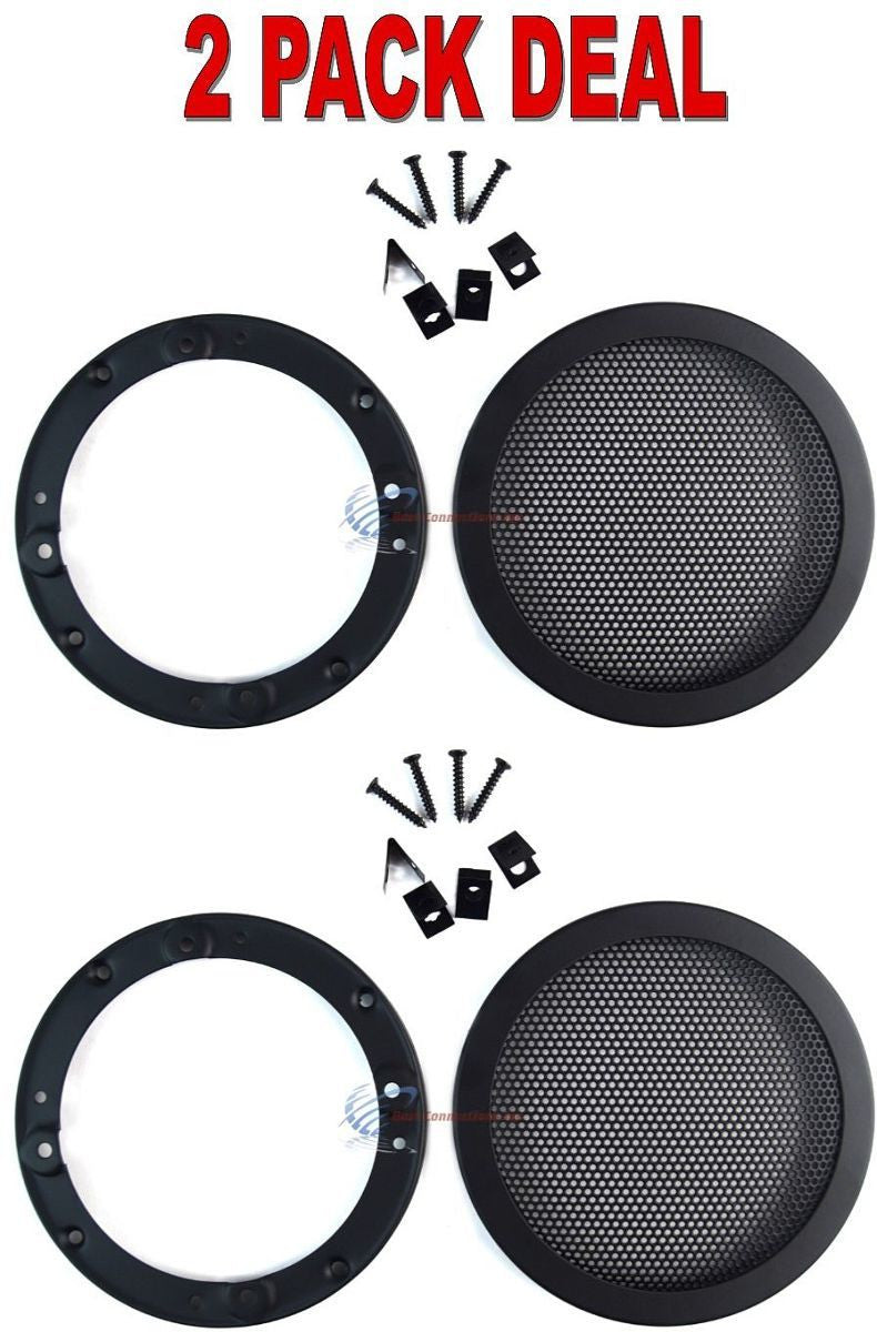 2 PCS 4.5" INCH CAR SPEAKER WOOFER STEEL MESH GRILL WITH SPEED CLIPS AND SCREWS